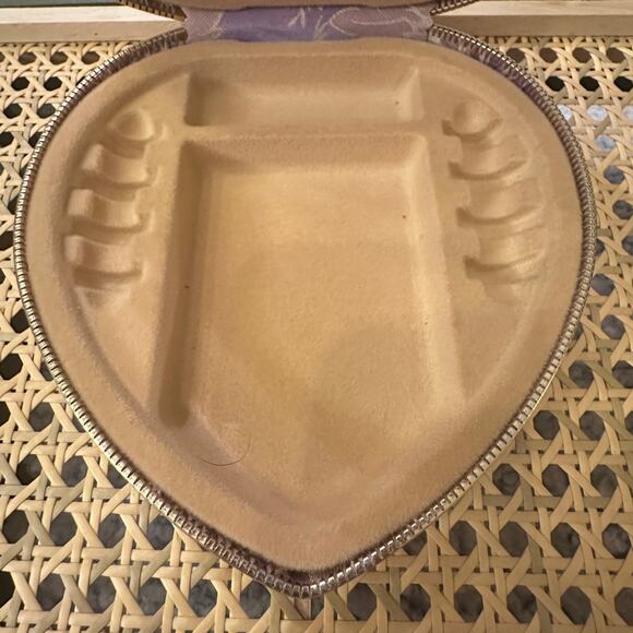 VTG Mundi Jewelry Presentation Travel Box Lavender Cream Damask Heart Brocade - Picture 11 of 14